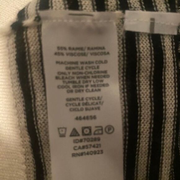 Loft Tan/Black stripes short sleeve open cardigan, size M - Picture 4 of 4